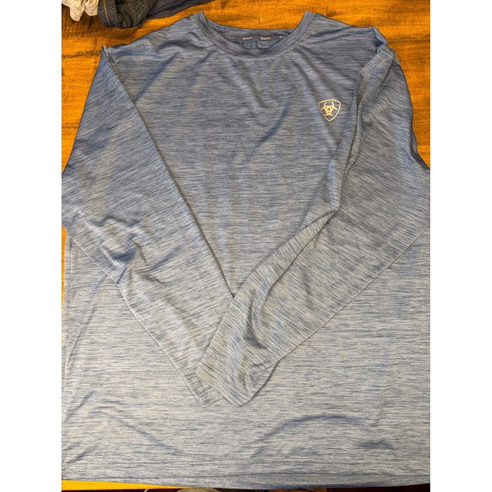 Ariat Rebar Mens Long Sleeve Performance Shirt Blue Space Dye Graphic XL